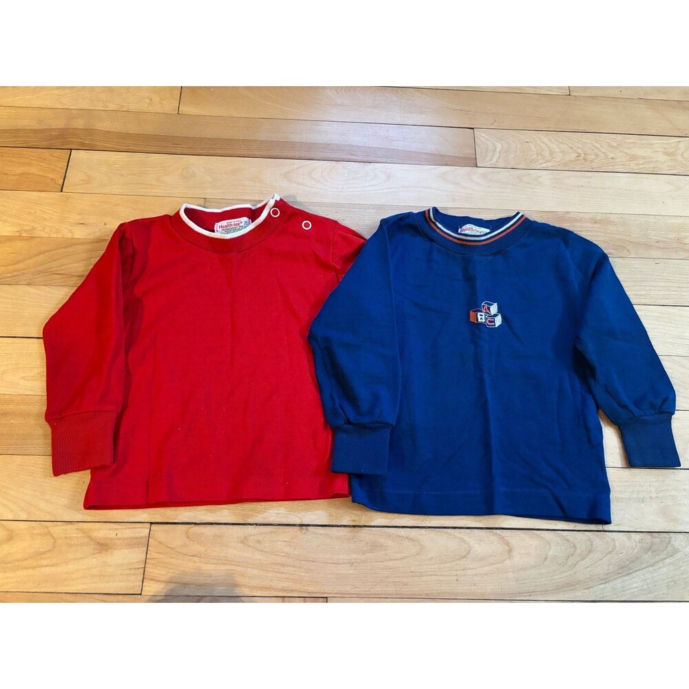 Healthtex vintage shirt lot bundle red blue abc long sleeve 18 24 mths USA